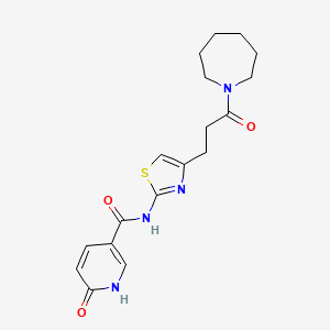 molecular formula C18H22N4O3S B6559163 N-{4-[3-(azepan-1-yl)-3-oxopropyl]-1,3-thiazol-2-yl}-6-oxo-1,6-dihydropyridine-3-carboxamide CAS No. 1040643-16-0