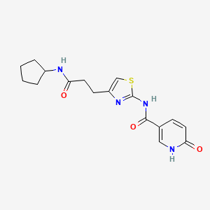 molecular formula C17H20N4O3S B6559169 N-{4-[2-(cyclopentylcarbamoyl)ethyl]-1,3-thiazol-2-yl}-6-oxo-1,6-dihydropyridine-3-carboxamide CAS No. 1040643-40-0