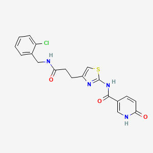 molecular formula C19H17ClN4O3S B6559178 N-[4-(2-{[(2-chlorophenyl)methyl]carbamoyl}ethyl)-1,3-thiazol-2-yl]-6-oxo-1,6-dihydropyridine-3-carboxamide CAS No. 1040643-48-8