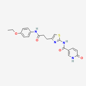 molecular formula C20H20N4O4S B6559180 N-(4-{2-[(4-ethoxyphenyl)carbamoyl]ethyl}-1,3-thiazol-2-yl)-6-oxo-1,6-dihydropyridine-3-carboxamide CAS No. 1040643-72-8