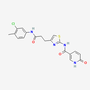 molecular formula C19H17ClN4O3S B6559196 N-(4-{2-[(3-chloro-4-methylphenyl)carbamoyl]ethyl}-1,3-thiazol-2-yl)-6-oxo-1,6-dihydropyridine-3-carboxamide CAS No. 1040644-04-9
