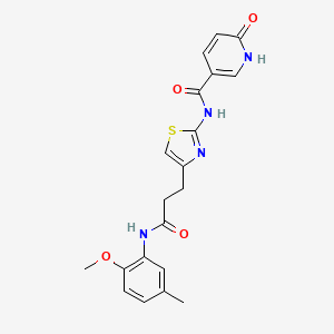 molecular formula C20H20N4O4S B6559201 N-(4-{2-[(2-methoxy-5-methylphenyl)carbamoyl]ethyl}-1,3-thiazol-2-yl)-6-oxo-1,6-dihydropyridine-3-carboxamide CAS No. 1040644-12-9
