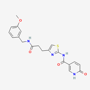 molecular formula C20H20N4O4S B6559203 N-[4-(2-{[(3-methoxyphenyl)methyl]carbamoyl}ethyl)-1,3-thiazol-2-yl]-6-oxo-1,6-dihydropyridine-3-carboxamide CAS No. 1040644-28-7