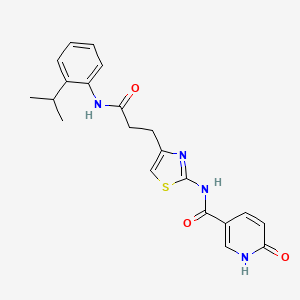 molecular formula C21H22N4O3S B6559204 6-oxo-N-[4-(2-{[2-(propan-2-yl)phenyl]carbamoyl}ethyl)-1,3-thiazol-2-yl]-1,6-dihydropyridine-3-carboxamide CAS No. 1040644-44-7