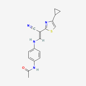 molecular formula C17H16N4OS B6559255 N-(4-{[(1E)-2-cyano-2-(4-cyclopropyl-1,3-thiazol-2-yl)eth-1-en-1-yl]amino}phenyl)acetamide CAS No. 1021251-73-9