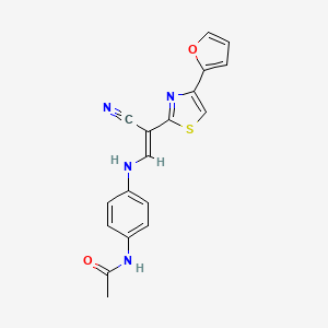molecular formula C18H14N4O2S B6559265 N-(4-{[(1E)-2-cyano-2-[4-(furan-2-yl)-1,3-thiazol-2-yl]eth-1-en-1-yl]amino}phenyl)acetamide CAS No. 1021219-16-8