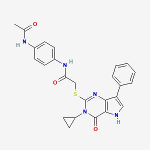 molecular formula C25H23N5O3S B6559272 2-({3-cyclopropyl-4-oxo-7-phenyl-3H,4H,5H-pyrrolo[3,2-d]pyrimidin-2-yl}sulfanyl)-N-(4-acetamidophenyl)acetamide CAS No. 1021258-47-8