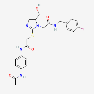 N-(4-acetamidophenyl)-2-{[1-({[(4-fluorophenyl)methyl]carbamoyl}methyl)-5-(hydroxymethyl)-1H-imidazol-2-yl]sulfanyl}acetamide