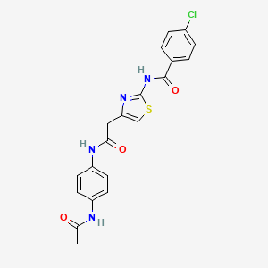 molecular formula C20H17ClN4O3S B6559280 4-chloro-N-(4-{[(4-acetamidophenyl)carbamoyl]methyl}-1,3-thiazol-2-yl)benzamide CAS No. 921791-91-5