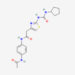 molecular formula C19H23N5O3S B6559289 2-{2-[(cyclopentylcarbamoyl)amino]-1,3-thiazol-4-yl}-N-(4-acetamidophenyl)acetamide CAS No. 921572-55-6