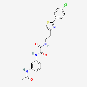 molecular formula C21H19ClN4O3S B6559329 N-{2-[2-(4-chlorophenyl)-1,3-thiazol-4-yl]ethyl}-N'-(3-acetamidophenyl)ethanediamide CAS No. 895783-00-3