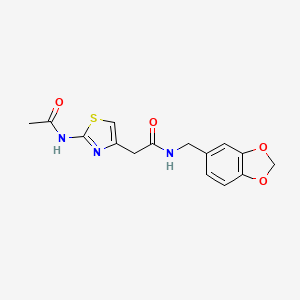 N-[(2H-1,3-benzodioxol-5-yl)methyl]-2-(2-acetamido-1,3-thiazol-4-yl)acetamide