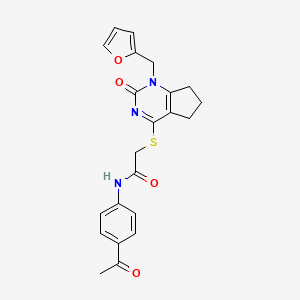 molecular formula C22H21N3O4S B6559399 N-(4-acetylphenyl)-2-({1-[(furan-2-yl)methyl]-2-oxo-1H,2H,5H,6H,7H-cyclopenta[d]pyrimidin-4-yl}sulfanyl)acetamide CAS No. 933204-51-4
