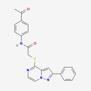 molecular formula C22H18N4O2S B6559405 N-(4-acetylphenyl)-2-({2-phenylpyrazolo[1,5-a]pyrazin-4-yl}sulfanyl)acetamide CAS No. 1021255-12-8