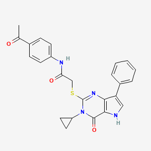 molecular formula C25H22N4O3S B6559408 N-(4-acetylphenyl)-2-({3-cyclopropyl-4-oxo-7-phenyl-3H,4H,5H-pyrrolo[3,2-d]pyrimidin-2-yl}sulfanyl)acetamide CAS No. 1021221-47-5