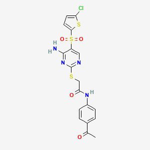 N-(4-acetylphenyl)-2-({4-amino-5-[(5-chlorothiophen-2-yl)sulfonyl]pyrimidin-2-yl}sulfanyl)acetamide