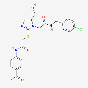 N-(4-acetylphenyl)-2-{[1-({[(4-chlorophenyl)methyl]carbamoyl}methyl)-5-(hydroxymethyl)-1H-imidazol-2-yl]sulfanyl}acetamide