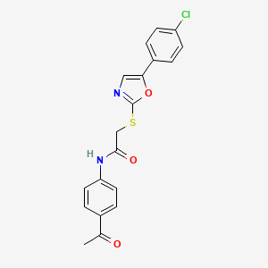 molecular formula C19H15ClN2O3S B6559425 N-(4-acetylphenyl)-2-{[5-(4-chlorophenyl)-1,3-oxazol-2-yl]sulfanyl}acetamide CAS No. 1021264-48-1