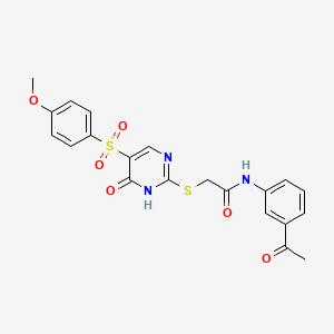molecular formula C21H19N3O6S2 B6559453 N-(3-acetylphenyl)-2-{[5-(4-methoxybenzenesulfonyl)-6-oxo-1,6-dihydropyrimidin-2-yl]sulfanyl}acetamide CAS No. 1021264-73-2