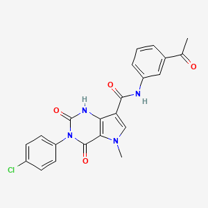 molecular formula C22H17ClN4O4 B6559474 N-(3-acetylphenyl)-3-(4-chlorophenyl)-5-methyl-2,4-dioxo-1H,2H,3H,4H,5H-pyrrolo[3,2-d]pyrimidine-7-carboxamide CAS No. 921851-68-5