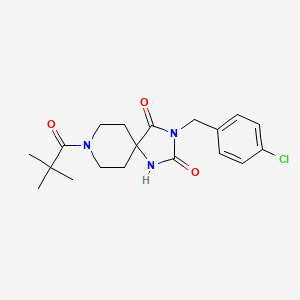 molecular formula C19H24ClN3O3 B6559491 3-[(4-chlorophenyl)methyl]-8-(2,2-dimethylpropanoyl)-1,3,8-triazaspiro[4.5]decane-2,4-dione CAS No. 1021211-46-0