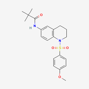 molecular formula C21H26N2O4S B6559504 N-[1-(4-methoxybenzenesulfonyl)-1,2,3,4-tetrahydroquinolin-6-yl]-2,2-dimethylpropanamide CAS No. 946212-68-6