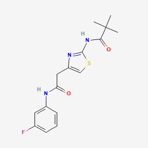 molecular formula C16H18FN3O2S B6559522 N-(4-{[(3-fluorophenyl)carbamoyl]methyl}-1,3-thiazol-2-yl)-2,2-dimethylpropanamide CAS No. 921546-56-7