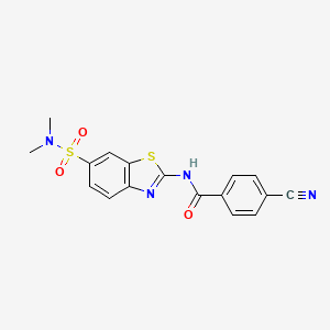molecular formula C17H14N4O3S2 B6559566 4-cyano-N-[6-(dimethylsulfamoyl)-1,3-benzothiazol-2-yl]benzamide CAS No. 923186-91-8