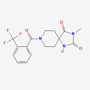 molecular formula C16H16F3N3O3 B6559626 3-methyl-8-[2-(trifluoromethyl)benzoyl]-1,3,8-triazaspiro[4.5]decane-2,4-dione CAS No. 1021214-23-2