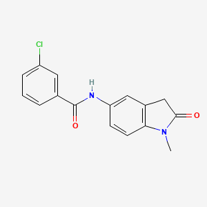 molecular formula C16H13ClN2O2 B6559676 3-chloro-N-(1-methyl-2-oxo-2,3-dihydro-1H-indol-5-yl)benzamide CAS No. 921543-84-2