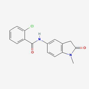 molecular formula C16H13ClN2O2 B6559682 2-chloro-N-(1-methyl-2-oxo-2,3-dihydro-1H-indol-5-yl)benzamide CAS No. 921774-21-2