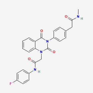 molecular formula C25H21FN4O4 B6559728 2-[4-(1-{[(4-fluorophenyl)carbamoyl]methyl}-2,4-dioxo-1,2,3,4-tetrahydroquinazolin-3-yl)phenyl]-N-methylacetamide CAS No. 1021223-61-9