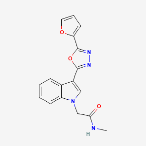 molecular formula C17H14N4O3 B6559748 2-{3-[5-(furan-2-yl)-1,3,4-oxadiazol-2-yl]-1H-indol-1-yl}-N-methylacetamide CAS No. 1021260-91-2