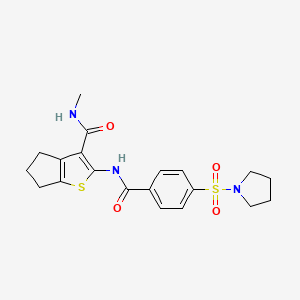 molecular formula C20H23N3O4S2 B6559757 N-methyl-2-[4-(pyrrolidine-1-sulfonyl)benzamido]-4H,5H,6H-cyclopenta[b]thiophene-3-carboxamide CAS No. 893094-29-6