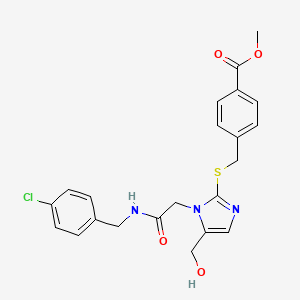 molecular formula C22H22ClN3O4S B6559772 methyl 4-({[1-({[(4-chlorophenyl)methyl]carbamoyl}methyl)-5-(hydroxymethyl)-1H-imidazol-2-yl]sulfanyl}methyl)benzoate CAS No. 921573-58-2