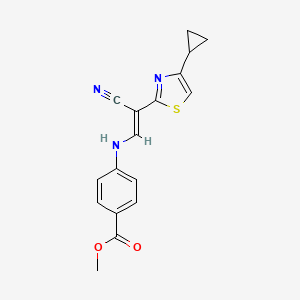 molecular formula C17H15N3O2S B6559781 methyl 4-{[(1E)-2-cyano-2-(4-cyclopropyl-1,3-thiazol-2-yl)eth-1-en-1-yl]amino}benzoate CAS No. 1021263-25-1