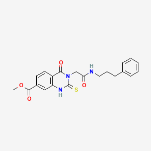 molecular formula C21H21N3O4S B6559843 methyl 4-oxo-3-{[(3-phenylpropyl)carbamoyl]methyl}-2-sulfanylidene-1,2,3,4-tetrahydroquinazoline-7-carboxylate CAS No. 1021225-77-3