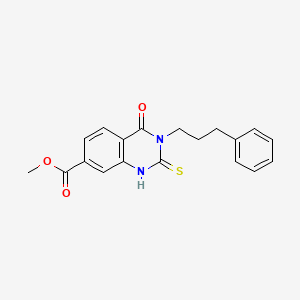 methyl 4-oxo-3-(3-phenylpropyl)-2-sulfanylidene-1,2,3,4-tetrahydroquinazoline-7-carboxylate
