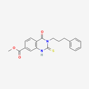 molecular formula C19H18N2O3S B6559856 methyl 4-oxo-3-(3-phenylpropyl)-2-sulfanylidene-1,2,3,4-tetrahydroquinazoline-7-carboxylate CAS No. 1021252-31-2