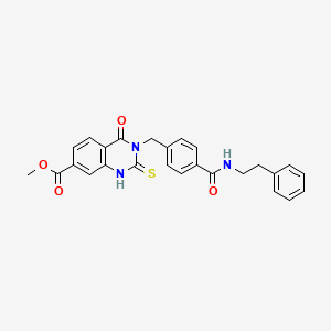 methyl 4-oxo-3-({4-[(2-phenylethyl)carbamoyl]phenyl}methyl)-2-sulfanylidene-1,2,3,4-tetrahydroquinazoline-7-carboxylate