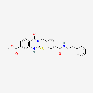 molecular formula C26H23N3O4S B6559881 methyl 4-oxo-3-({4-[(2-phenylethyl)carbamoyl]phenyl}methyl)-2-sulfanylidene-1,2,3,4-tetrahydroquinazoline-7-carboxylate CAS No. 1021213-20-6