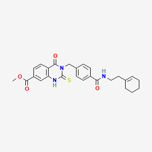 molecular formula C26H27N3O4S B6559882 methyl 3-[(4-{[2-(cyclohex-1-en-1-yl)ethyl]carbamoyl}phenyl)methyl]-4-oxo-2-sulfanylidene-1,2,3,4-tetrahydroquinazoline-7-carboxylate CAS No. 1021223-65-3