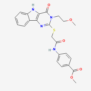 molecular formula C23H22N4O5S B6559932 methyl 4-(2-{[3-(2-methoxyethyl)-4-oxo-3H,4H,5H-pyrimido[5,4-b]indol-2-yl]sulfanyl}acetamido)benzoate CAS No. 888438-78-6