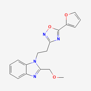 molecular formula C17H16N4O3 B6559933 1-{2-[5-(furan-2-yl)-1,2,4-oxadiazol-3-yl]ethyl}-2-(methoxymethyl)-1H-1,3-benzodiazole CAS No. 1021253-27-9