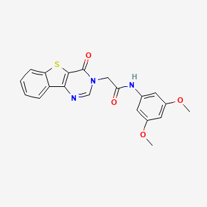 N-(3,5-dimethoxyphenyl)-2-{6-oxo-8-thia-3,5-diazatricyclo[7.4.0.0^{2,7}]trideca-1(13),2(7),3,9,11-pentaen-5-yl}acetamide