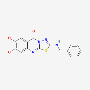 2-(benzylamino)-7,8-dimethoxy-5H-[1,3,4]thiadiazolo[2,3-b]quinazolin-5-one