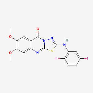2-[(2,5-difluorophenyl)amino]-7,8-dimethoxy-5H-[1,3,4]thiadiazolo[2,3-b]quinazolin-5-one
