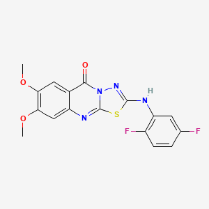 molecular formula C17H12F2N4O3S B6560040 2-[(2,5-difluorophenyl)amino]-7,8-dimethoxy-5H-[1,3,4]thiadiazolo[2,3-b]quinazolin-5-one CAS No. 1021260-69-4