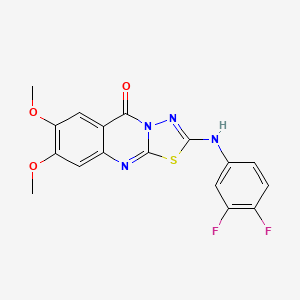 2-[(3,4-difluorophenyl)amino]-7,8-dimethoxy-5H-[1,3,4]thiadiazolo[2,3-b]quinazolin-5-one