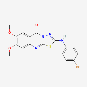 2-[(4-bromophenyl)amino]-7,8-dimethoxy-5H-[1,3,4]thiadiazolo[2,3-b]quinazolin-5-one